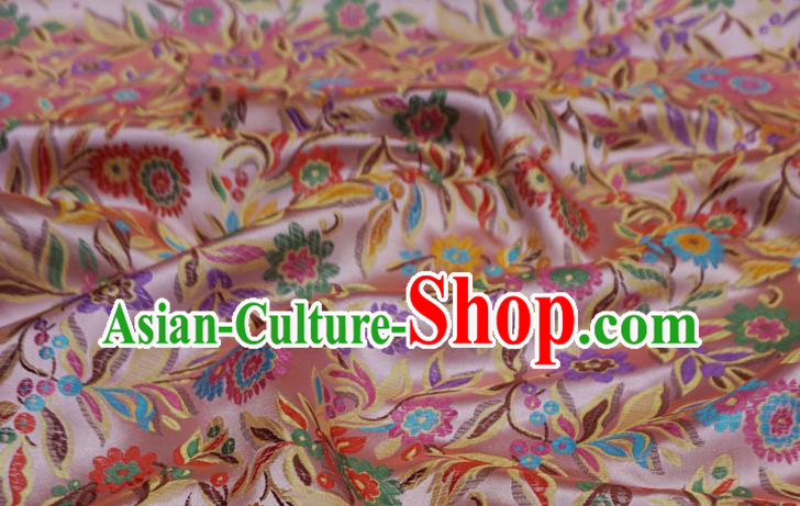Peach Pink China Cheongsam Drapery Traditional Brocade Fabric Classical Flowers Pattern Design Cloth
