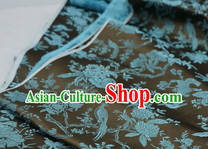 Coffee China Traditional Brocade Fabric Classical Flower Bird Pattern Design Cloth Tang Suit Drapery