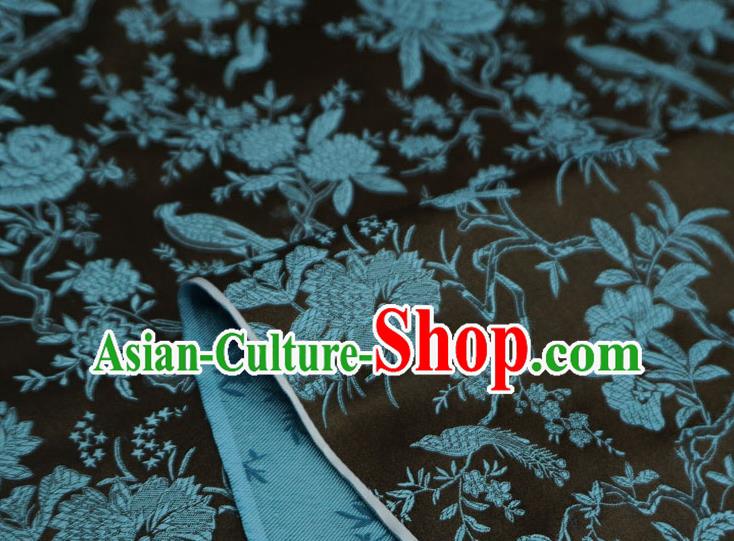 Coffee China Traditional Brocade Fabric Classical Flower Bird Pattern Design Cloth Tang Suit Drapery