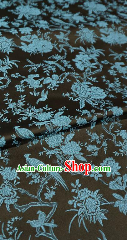 Coffee China Traditional Brocade Fabric Classical Flower Bird Pattern Design Cloth Tang Suit Drapery