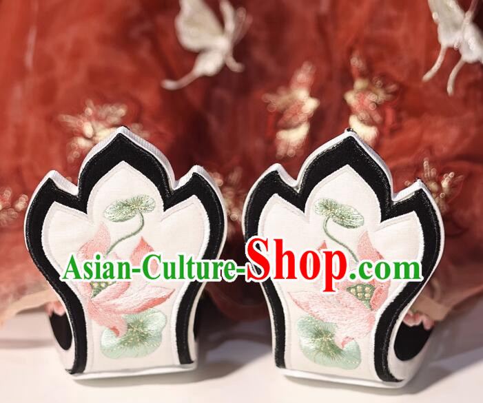China Traditional Hanfu Embroidered Shoes Handmade Black Shoes Tang Dynasty Princess Lotus Shoes