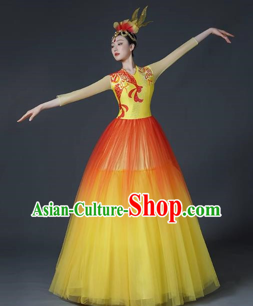 Opening Dance Large Swing Skirt Dance Costume Female Classical Stage Brilliant Chinese Modern Dance Performance Costume Song Accompaniment Dance