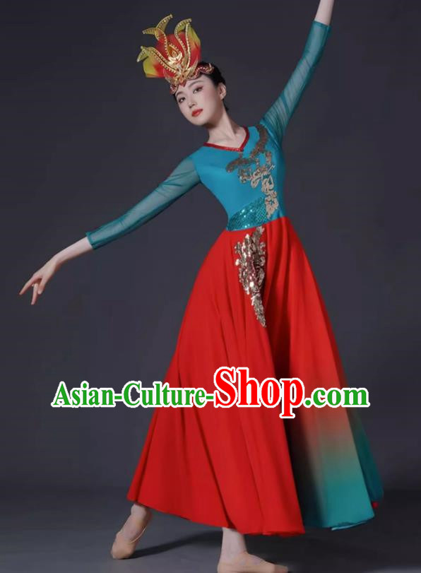 Classical Dance Costume Female Chinese Style Opening Dance Big Swing Skirt Singing and Dancing Performance Costume Modern Chorus Long Skirt