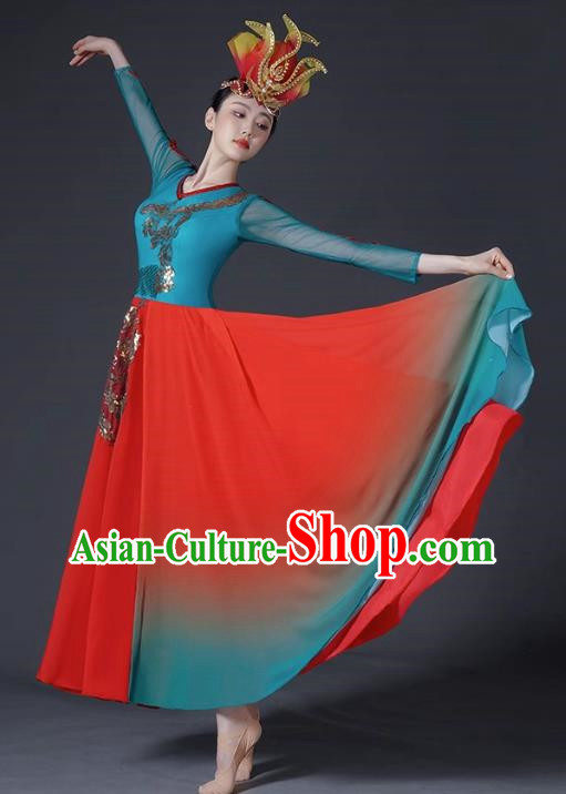 Classical Dance Costume Female Chinese Style Opening Dance Big Swing Skirt Singing and Dancing Performance Costume Modern Chorus Long Skirt