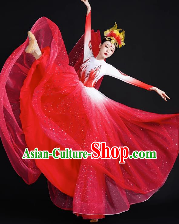 Spring Festival Gala Opening Dance Big Swing Skirt Women Chinese Style Costumes Modern Dance Costumes Song Dancer In The Lights