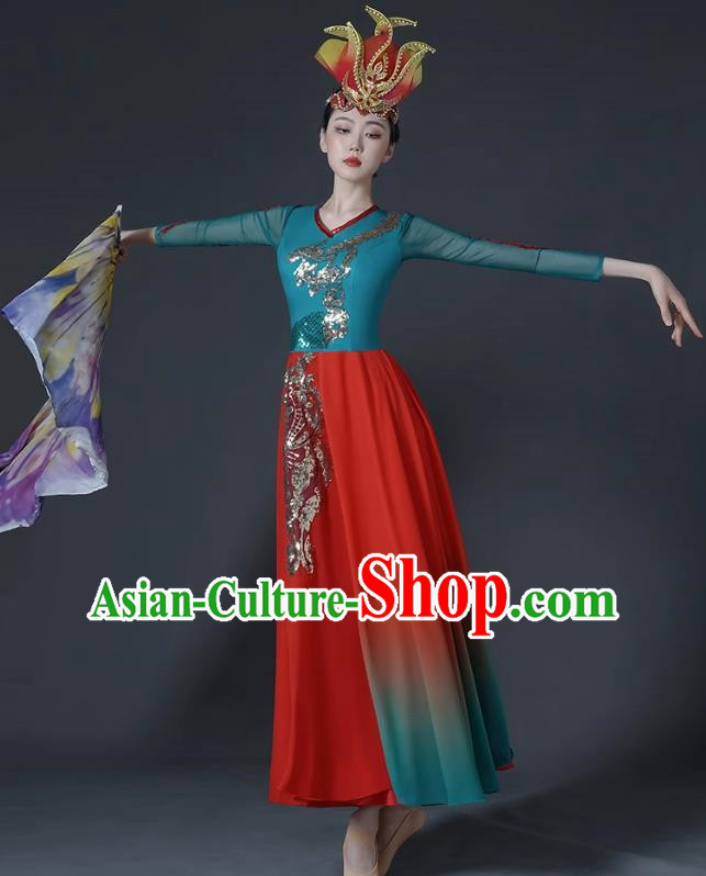 Classical Dance Costume Female Chinese Style Opening Dance Big Swing Skirt Singing and Dancing Performance Costume Modern Chorus Long Skirt