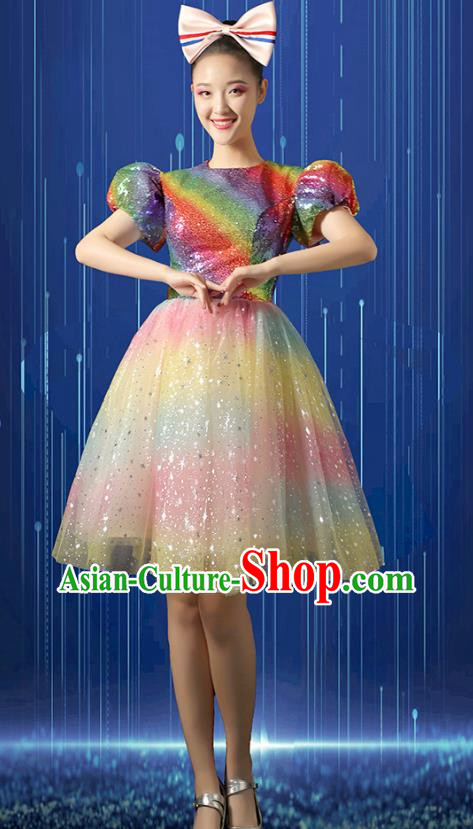 Modern Dance Costume Dress Women Square Dance Tutu Suit Opening Dance Big Swing Skirt Singing Dance Costume