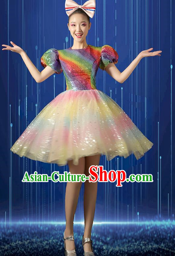 Modern Dance Costume Dress Women Square Dance Tutu Suit Opening Dance Big Swing Skirt Singing Dance Costume