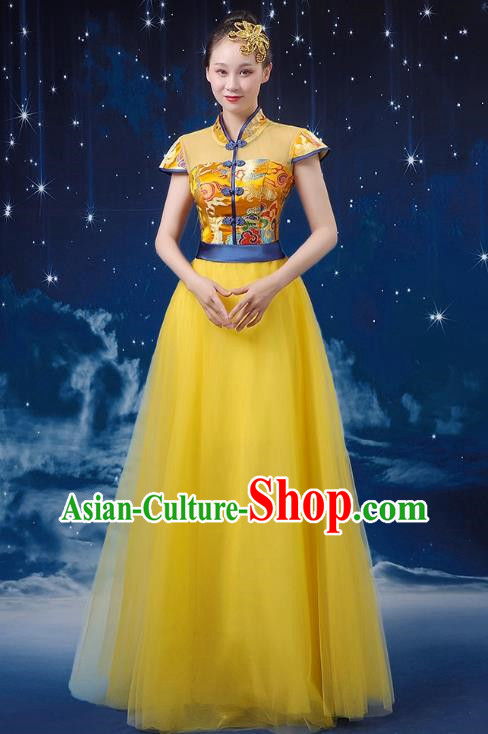 Chinese Wind Chorus Women Long Skirt National Dance Costume Folk Music Erhu Guzheng Allegro Performance Costume Adult Suit