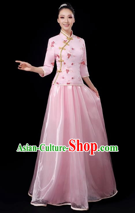 Republic Of China Student Dress Female Pink Chorus Performance Costume Republic Of China Style Two Piece Suit Graduation Class Uniform Stage Performance Costume