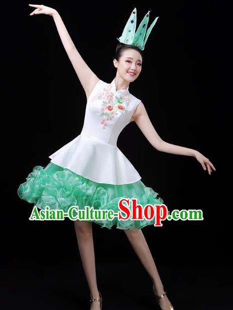 Green Modern Dance Costume Fashion Opening Dance Costume Chorus Singing Dancer Skirt Square Dance Costume Female