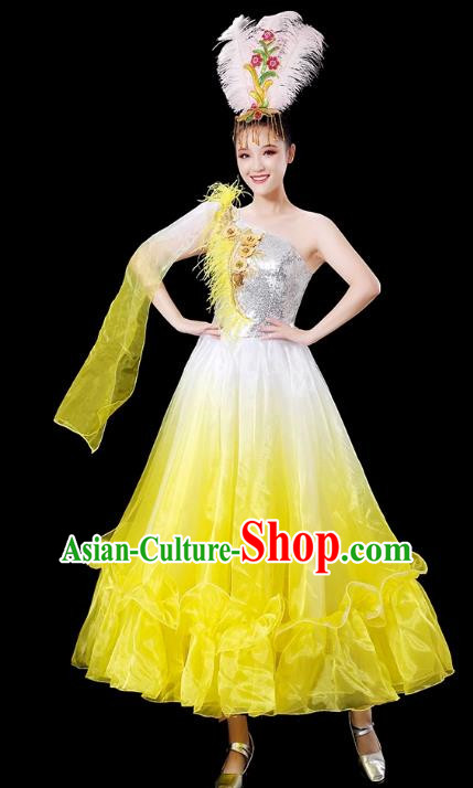 Opening Dance Big Swing Skirt Dance Costume Female Stage Modern Dance Dress Accompaniment Dance Costume Long Skirt