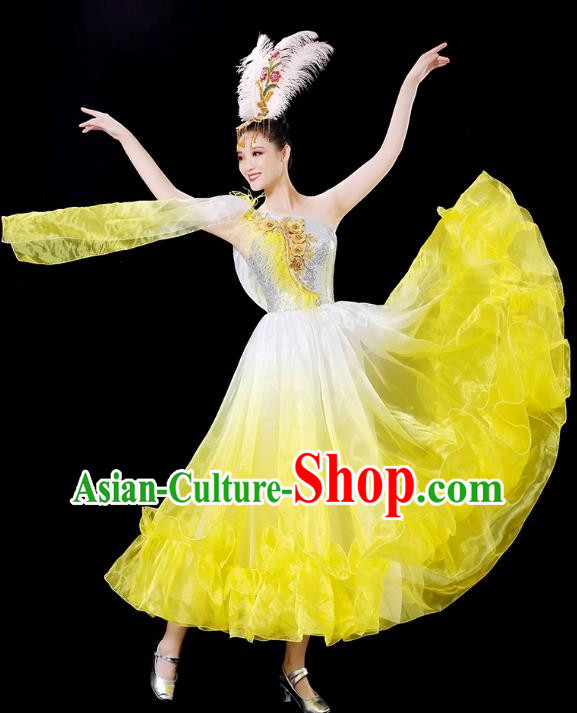 Opening Dance Big Swing Skirt Dance Costume Female Stage Modern Dance Dress Accompaniment Dance Costume Long Skirt