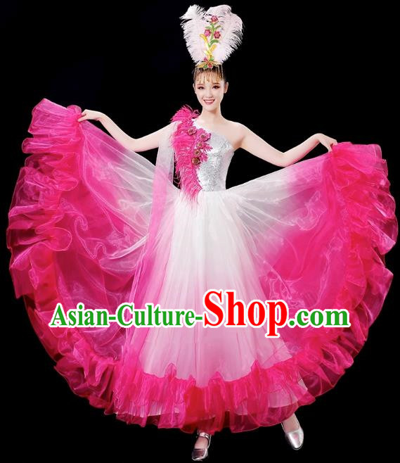 Opening Dance Big Swing Skirt Performance Costume Female Chinese Style Modern Stage Fan Dance Costume Song Dance Long Skirt