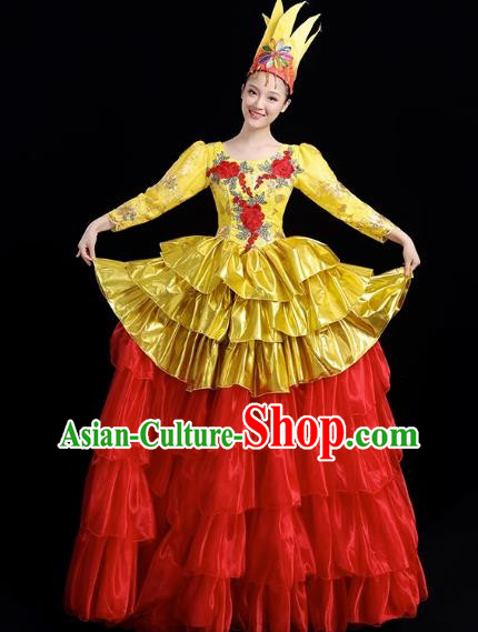 Opening Dance Big Swing Skirt Performance Costume Female Dance Stage Song and Dance Performance Costume Modern Big Skirt