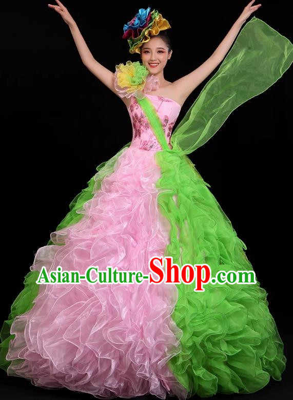 Opening Dance Big Swing Skirt Performance Costume Female Backup Dancer Long Skirt Large Dance Costume