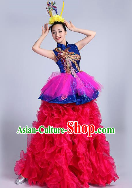 Opening Dance Big Swing Skirt Performance Costume Female Long Skirt Chorus Stage Costume Performance Costume Dance