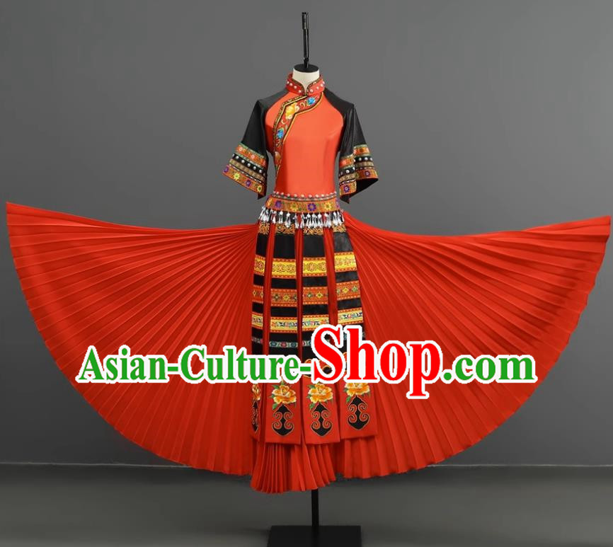 Miao Women Group Dance With A Touch Of Red Dance Costumes Performance Costumes Taoli Cup