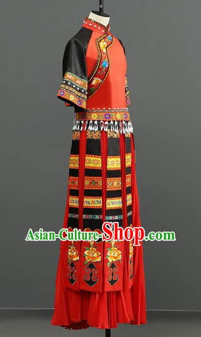Miao Women Group Dance With A Touch Of Red Dance Costumes Performance Costumes Taoli Cup
