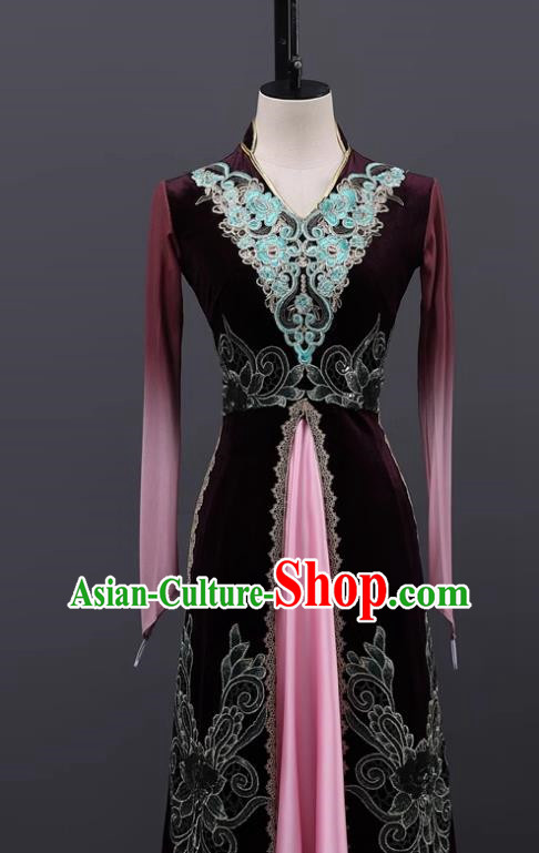Xinjiang Uyghur Practice Clothing Dance Performance Clothing Women Big Swing Skirt Adult Practice Art Examination Grade Examination Clothing