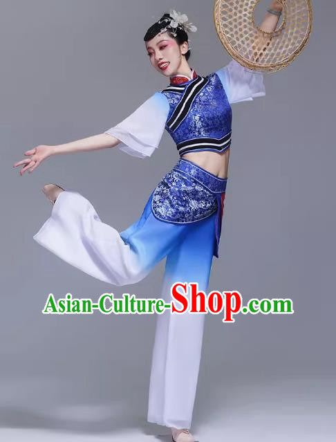 Shake To Grandma Bridge Performance Costume Classical Dance Costume Body Rhyme Gauze Square Dance Summer Dress Women Bamboo Hat Dance Costume