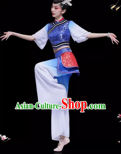 Shake To Grandma Bridge Performance Costume Classical Dance Costume Body Rhyme Gauze Square Dance Summer Dress Women Bamboo Hat Dance Costume