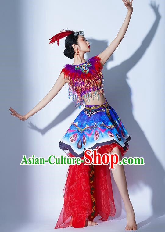 Red Parade Performance Costumes Women Group Performance Costumes Opening Dance Song Accompaniment Dance Performance Costume Female Tutu Skirt