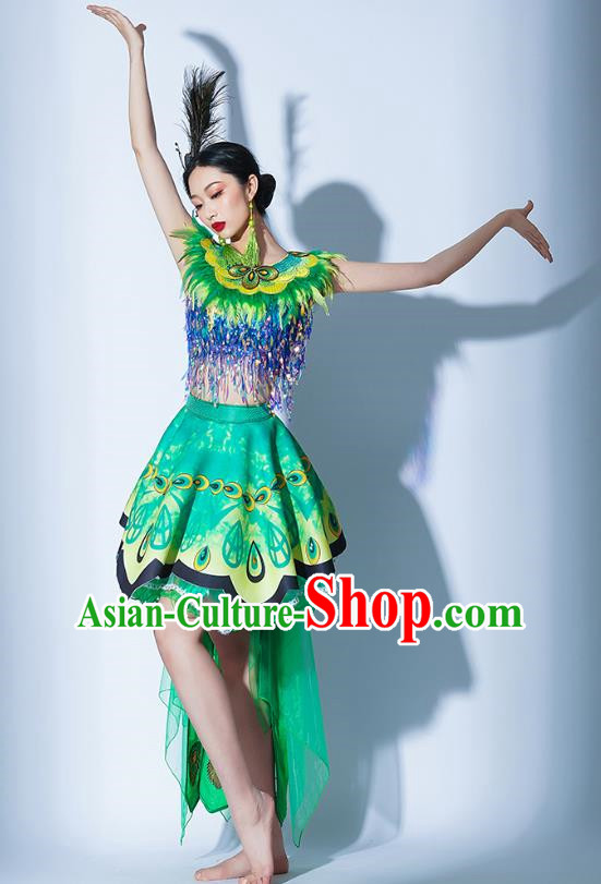 Green Parade Performance Costumes Women Group Performance Costumes Opening Dance Song Dance Performance Costume Female Tutu Skirt