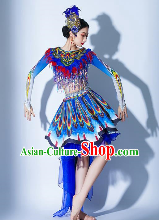 Dark Blue Parade Performance Costumes Women Troupe Performance Costumes Opening Dance Song Accompaniment Dance Performance Costume Female Tutu Skirt