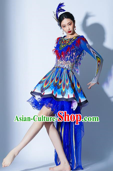 Dark Blue Parade Performance Costumes Women Troupe Performance Costumes Opening Dance Song Accompaniment Dance Performance Costume Female Tutu Skirt