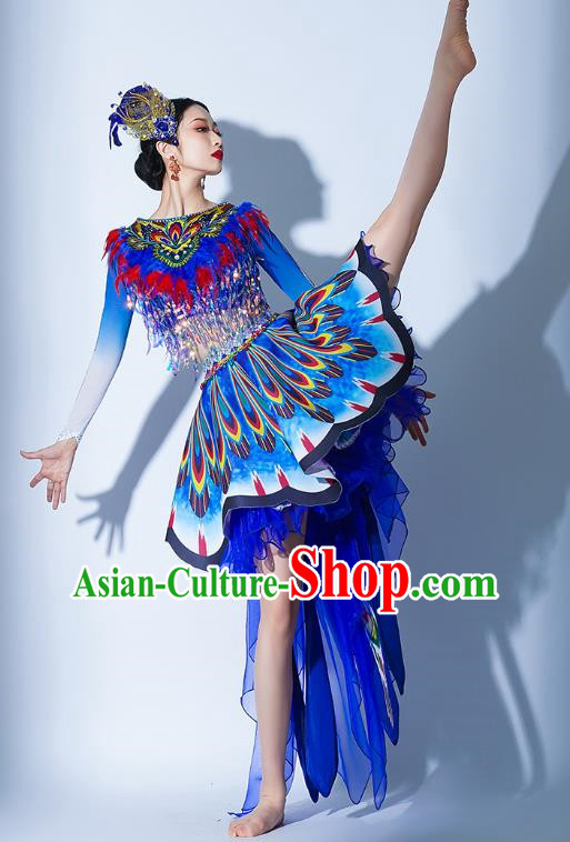 Dark Blue Parade Performance Costumes Women Troupe Performance Costumes Opening Dance Song Accompaniment Dance Performance Costume Female Tutu Skirt