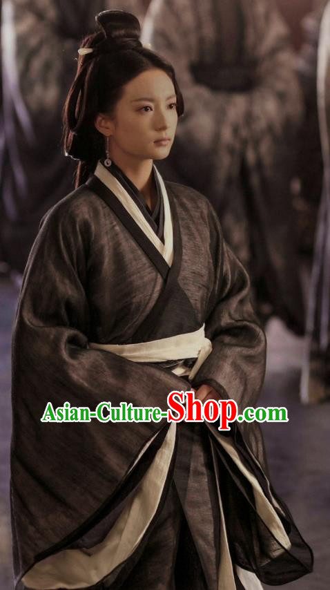 China Noble Countess Hanfu Clothing Ancient Empress Costumes TV Series An Ancient Love Song Lu Yuan Black Dresses