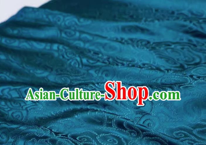 Peacock Blue China Cheongsam Cloth Traditional Brocade Fabric Classical Clouds Pattern Design Drapery