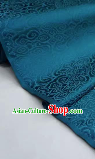 Peacock Blue China Cheongsam Cloth Traditional Brocade Fabric Classical Clouds Pattern Design Drapery