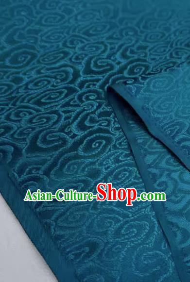 Peacock Blue China Cheongsam Cloth Traditional Brocade Fabric Classical Clouds Pattern Design Drapery