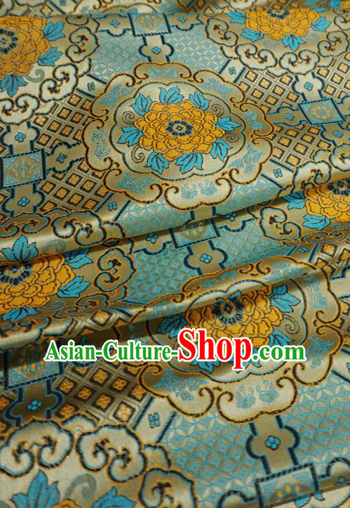Dark Golden Chinese Traditional Design Brocade Fabric Tibetan Dress Cloth Classical Rosette Pattern Material