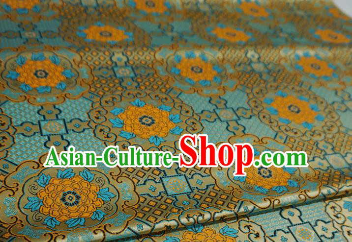 Dark Golden Chinese Traditional Design Brocade Fabric Tibetan Dress Cloth Classical Rosette Pattern Material