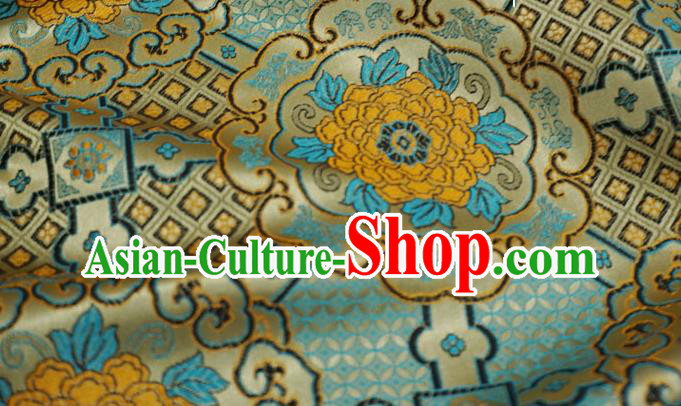 Dark Golden Chinese Traditional Design Brocade Fabric Tibetan Dress Cloth Classical Rosette Pattern Material