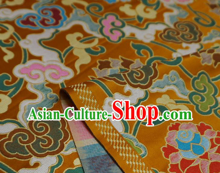 Golden Chinese Classical Rosette Pattern Material Traditional Design Brocade Fabric Tibetan Dress Cloth