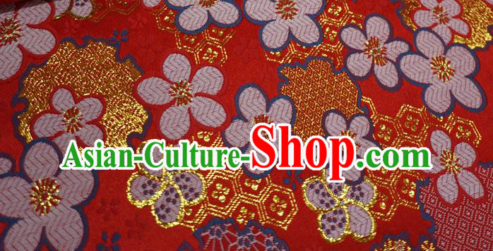 Red Chinese Traditional Design Brocade Fabric New Year Costume Cloth Classical Plum Blossom Pattern Material