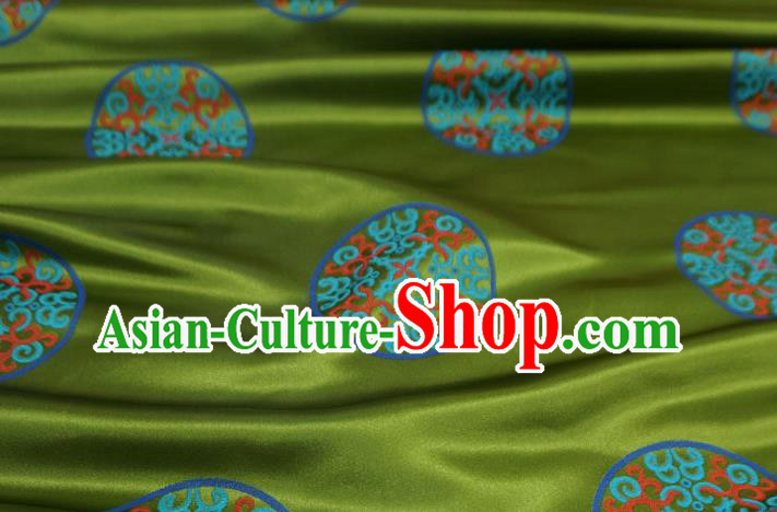 Olive Green Chinese Cheongsam Cloth Classical Vol Grass Ball Pattern Material Traditional Design Brocade Fabric