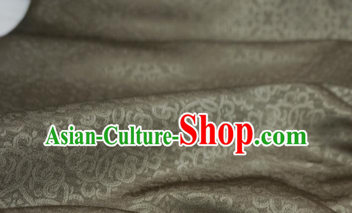 Khaki Chinese Traditional Design Brocade Fabric Ancient Hanfu Cloth Classical Lucky Clouds Pattern Material