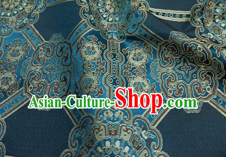 Peacock Blue Chinese Traditional Design Brocade Fabric Tibetan Dress Cloth Classical Rosette Pattern Material