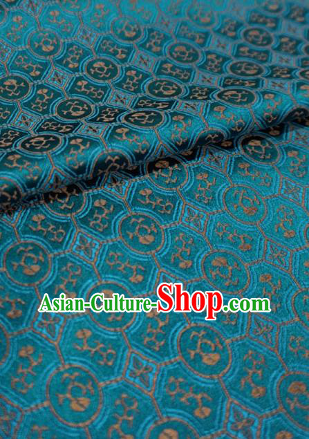 Peacock Blue China Classical Pattern Material Traditional Song Dynasty Design Brocade Fabric Hanfu Cloth