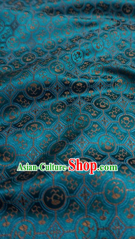 Peacock Blue China Classical Pattern Material Traditional Song Dynasty Design Brocade Fabric Hanfu Cloth