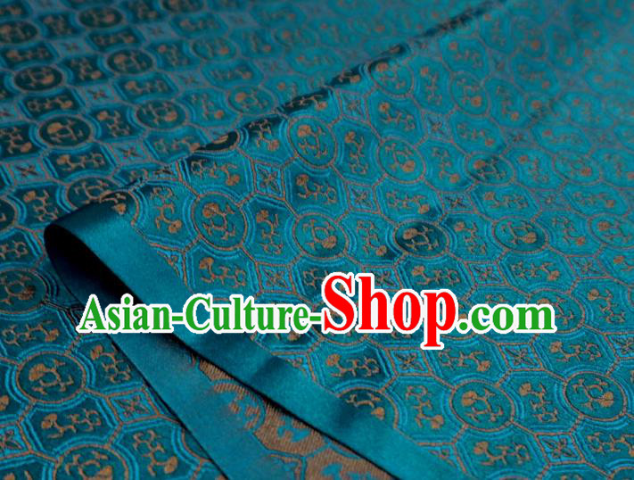 Peacock Blue China Classical Pattern Material Traditional Song Dynasty Design Brocade Fabric Hanfu Cloth