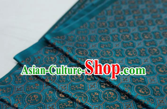 Peacock Blue China Classical Pattern Material Traditional Song Dynasty Design Brocade Fabric Hanfu Cloth