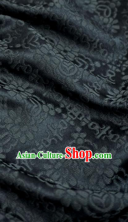 Black China Hanfu Cloth Classical Diamond Pattern Material Traditional Song Dynasty Design Brocade Fabric
