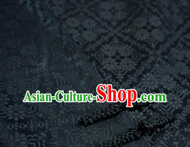 Black China Hanfu Cloth Classical Diamond Pattern Material Traditional Song Dynasty Design Brocade Fabric