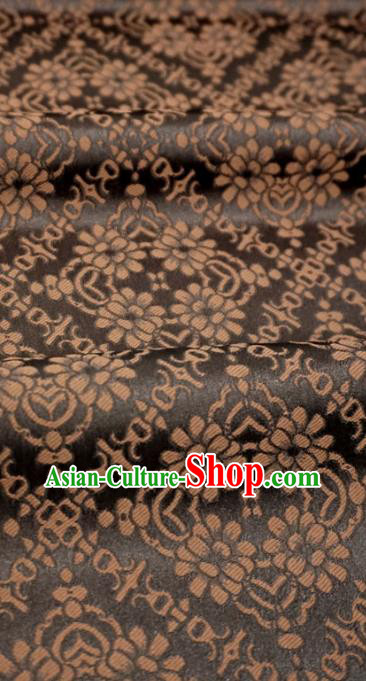 Coffee China Hanfu Cloth Classical Diamond Pattern Material Traditional Song Dynasty Design Brocade Fabric
